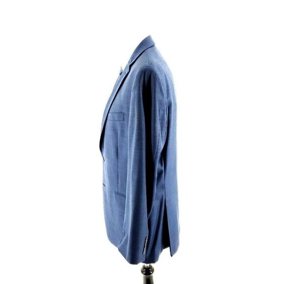 Calvin Klein Wool 2 Button Blazer 40L Blue Sharkskin‎ - Picture 4 of 10